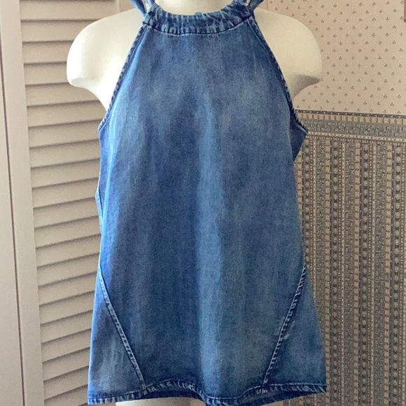 None Tops - Denim Sleeveless Top